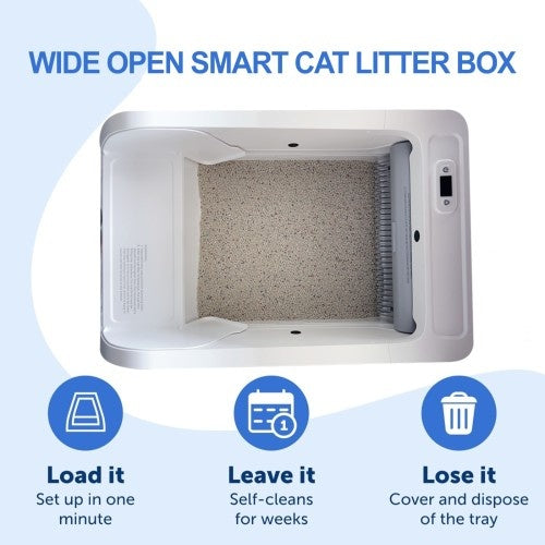 Smart Cat Litter Box with Wide Opening – Automatic Deodorizing, Self-Cleaning & Spacious Design for Multiple Cats