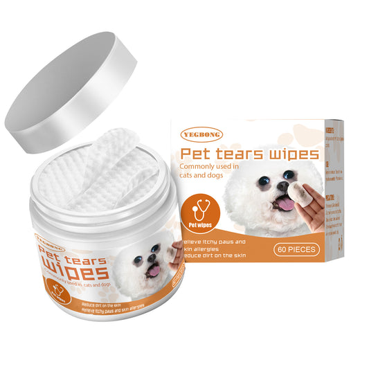 Yegbong Pet Wet Wipes – Tear Stain Removal & Eye Cleaning Cotton Pads for Dogs & Cats, Gentle Eye Dirt Removal
