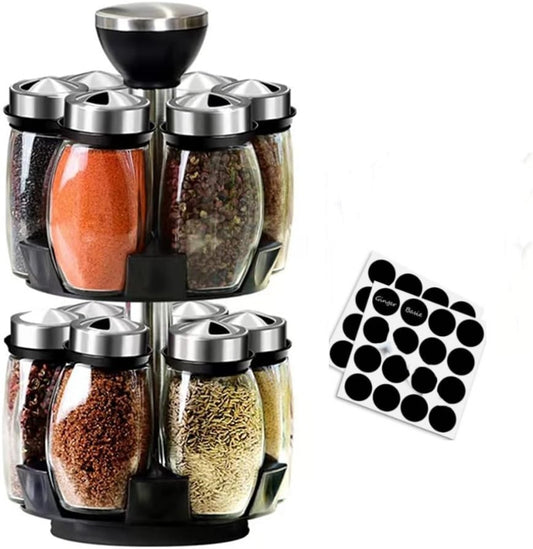 Revolving Spice Rack Organizer – 12 Empty Jars Rotating Countertop Seasoning Tower 🌿🧂