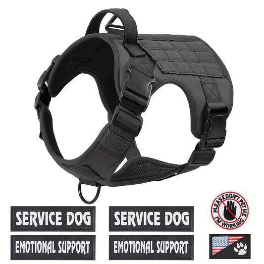 American Local Tactical Pet Harness – Adjustable Reflective Service Dog Vest with Metal Buckle for Training & Hiking