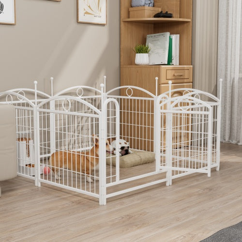 24-Inch Indoor Dog Playpen – 8-Panel Foldable Metal Pet Exercise Pen for Puppies & Small Dogs