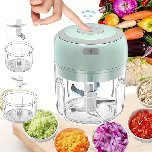 Electric Mini Garlic Chopper - 250ML USB Rechargeable Portable Food Processor for Vegetables, Nuts, and Spices