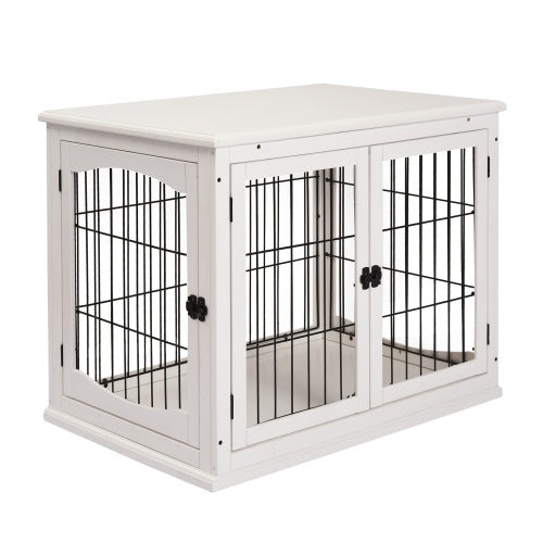 Stylish Small Kennel End Table with Double Entrances & Lockable Door
