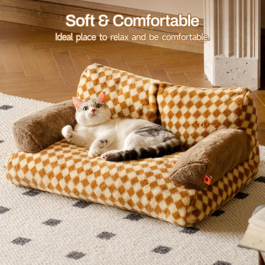 Mewoofun Cat Bed – 26"x19"x13" Fluffy Couch with Washable Cover & Non-Slip Bottom for Indoor Cats & Small Dogs