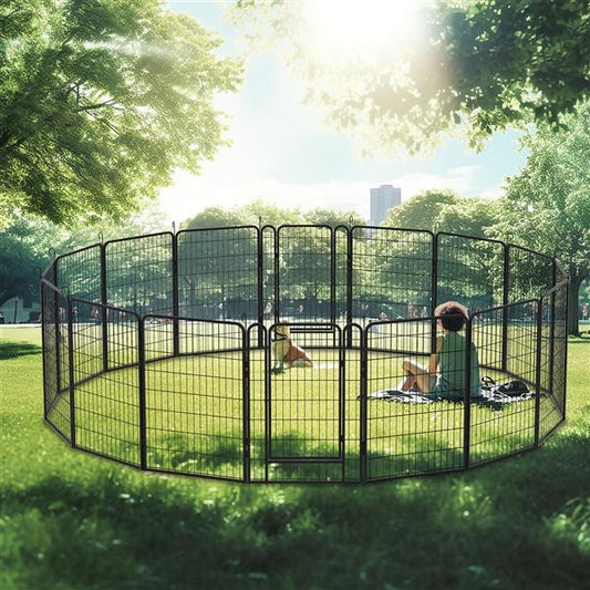 16-Piece Heavy Duty Metal Pet Playpen – Expandable Exercise Fence for Dogs, Cats & Small Animals
