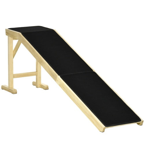 Pet Ramp for Dog Bed with Non-Slip Carpet & Top Platform – Pine Wood, 74" × 16" × 25"