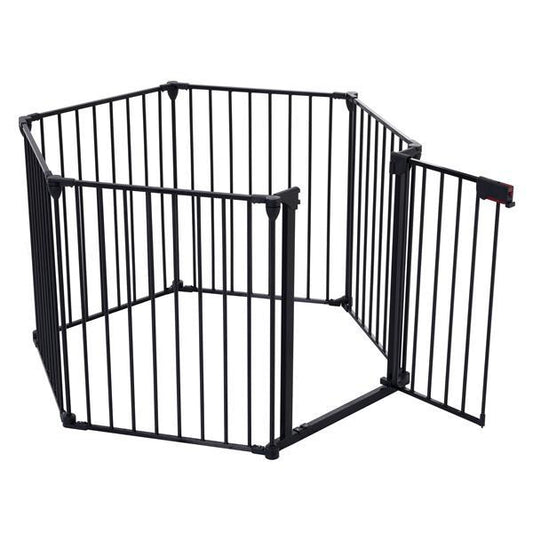 150″ Adjustable Safety Gate with 6 Panels – Steel Barrier for Stairs, Pets & Restricted Areas