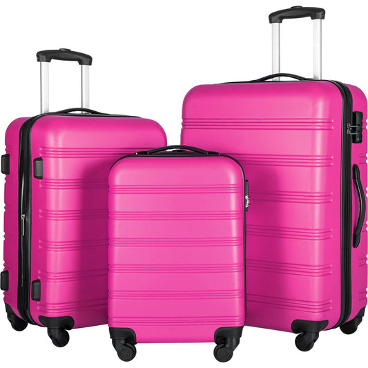 3-Piece Hard Shell Suitcase Set with TSA Locks & 360° Spinner Wheels – 20", 24", 28"