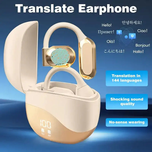 Real-Time Languages Smart AI Translation Earbuds - Translate In Real-Time, Providing Precise Simultaneous Interpretation to Eliminate Language Obstacles for Seamless Business Trips, Social Interactions, Education, Work, And C - PulinGO