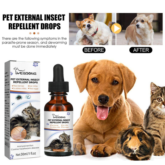Yegbang External Deworming Drops for Pets – Flea, Tick & Lice Treatment with Soothing Itch Relief for Cats & Dogs
