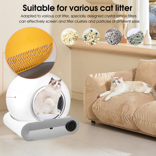 Smart Self-Cleaning Cat Litter Box – Automatic Scooping with Deodorization, App Control & 2.4G WiFi Support with Safety Padding