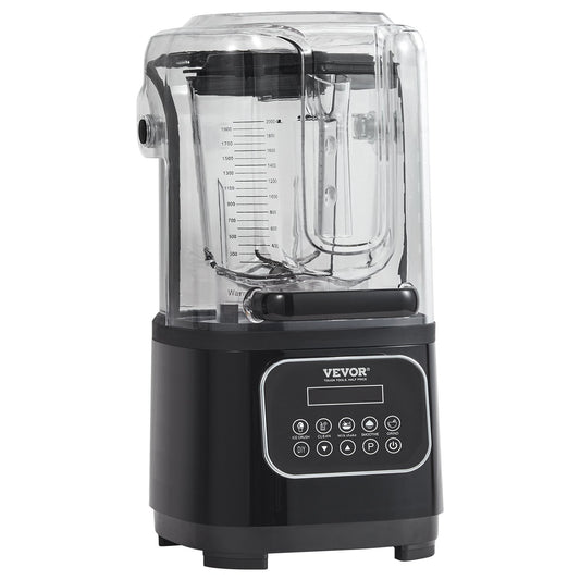 VEVOR Professional Quiet Blender - 1800W Commercial Blender with Sound Shield for Smoothies & Ice Crushing
