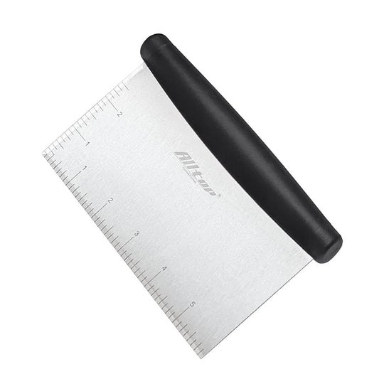 Stainless Steel Bench Scraper with Measurement Marks – Ergonomic Dough & Pastry Cutter