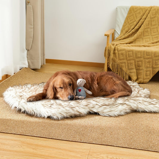 Luxury Faux Fur Dog Bed – 5" Thick Super Soft Memory Foam with Removable Cover for Ultimate Comfort