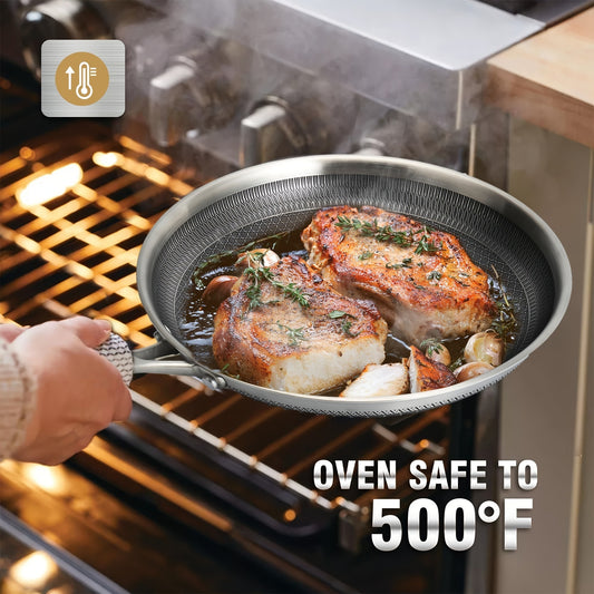 Honeycomb Stainless Steel Non-Stick Frying Pan – 10 in Skillet (1-Piece)