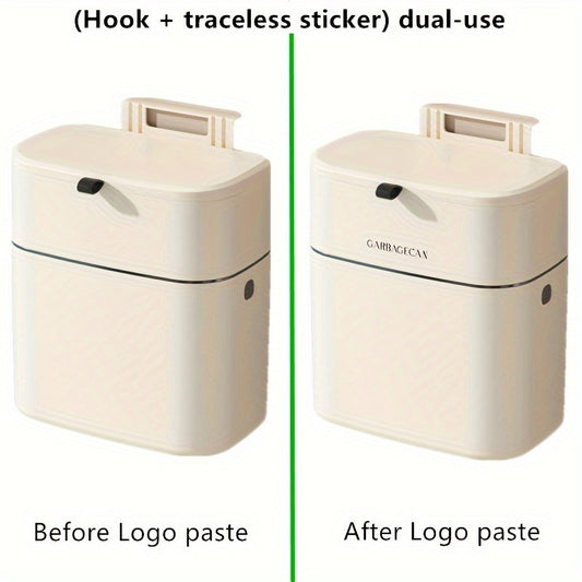 Large Capacity Horizontal Slim Wall-Mounted Trash Can with Lid – Household Kitchen Accessories