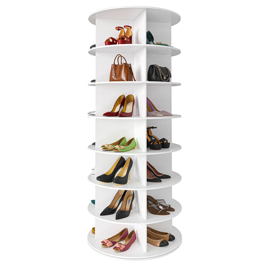 7-Tier Rotating Shoe Rack Tower – 360° Spinning Vertical Shoe & Handbag Organizer for Closets