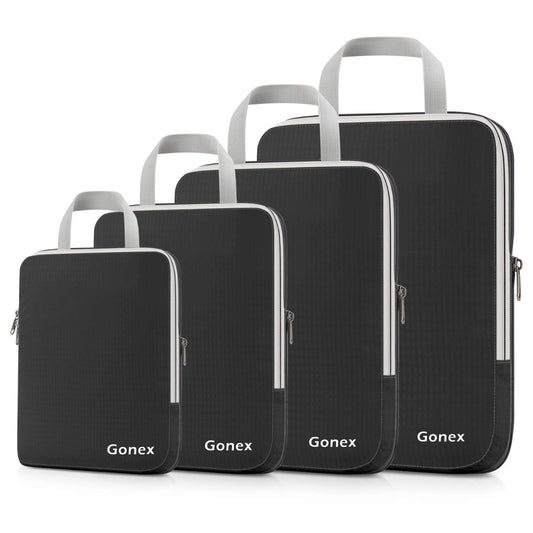 Gonex Compression Packing Cubes 4-Piece Set – Expandable Travel Organizers for Luggage & Backpacks