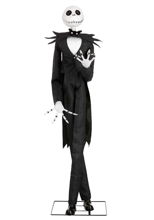 Animated Jack Skellington Halloween Decoration – Life-Size Moving Figure in Black & Purple Suit, Sound & Motion Activated