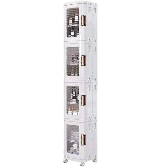 Slim Tall Storage Cabinet with Adjustable Shelves & Wheels – Waterproof Vertical Organizer for Bathroom, Kitchen & Small Spaces