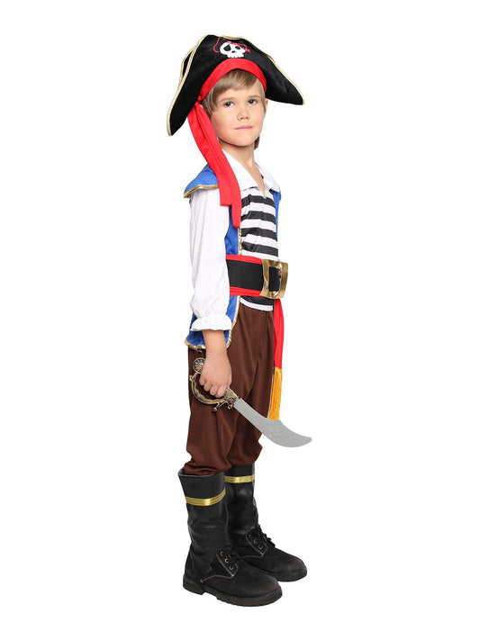 Kids Skeleton Pirate Costume – Deluxe Halloween Outfit for Boys with Spooky Pirate Design and Soft Polyester Fabric