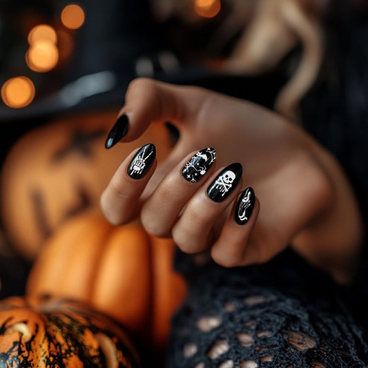 Halloween Nail Stamping Plates Set – 5Pcs Stainless Steel Templates with Ghost, Pumpkin, Skull & Spider Web Designs