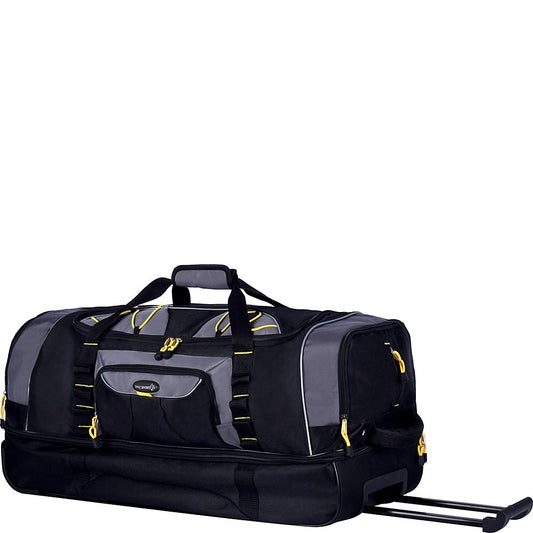 TPRC Sierra Madre 30” Rolling Duffel Bag, Large 103L Travel Duffle with In-Line Wheels (Black/Gray)