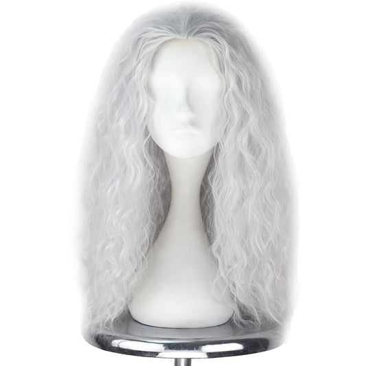 Silver Grey Long Wig for Women – 21.6" Heat Resistant Synthetic Hair with Adjustable Cap & Hairnet