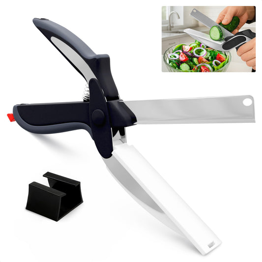 2-in-1 Kitchen Smart Cutter Scissors with Cutting Board – Vegetable & Food Prep Shears