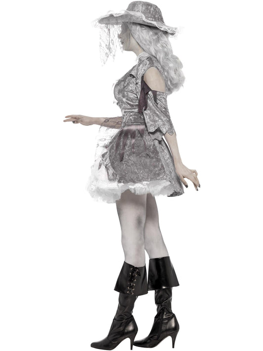 Smiffys Ghost Ship Pirate Treasure Costume for Women – Grey Dress & Hat