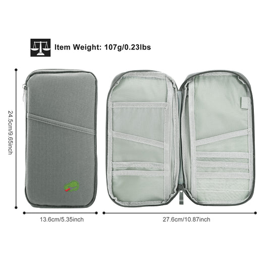 Travel Passport Wallet & Document Organizer 🛂 12-Cell Waterproof ID, Card & Ticket Holder with Zipper Case