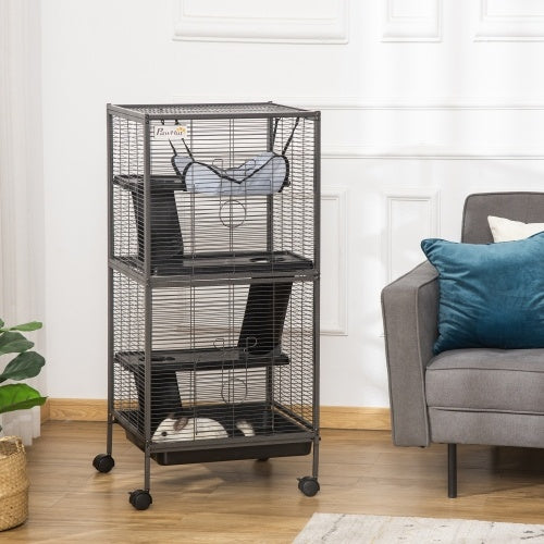 Metal Critter Cage – Large Rolling Small Animal Enclosure with Multiple Levels for Ferrets, Chinchillas, Rats & Hamsters