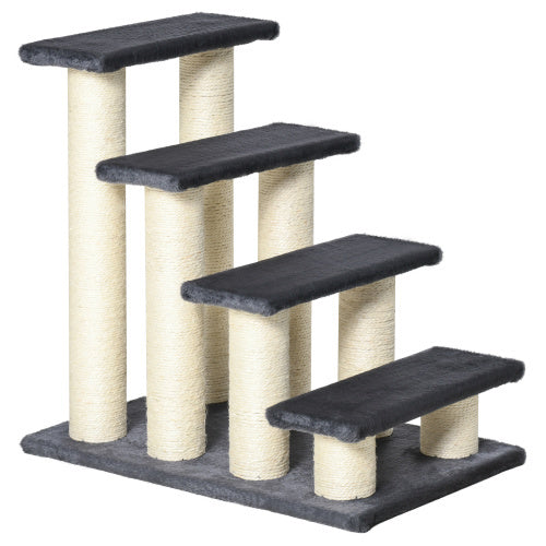 PawHut Cat Tree with 4 Steps – Stair-Shaped Climbing Furniture with Sisal Scratching Posts for Indoor Cats & Small Dogs