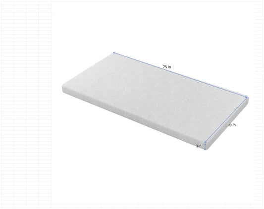 3-Inch Memory Sponge Mattress Topper – Twin Size, Ultra-Thin Comfort Layer with Non-Slip Base, Breathable for Various Scenarios
