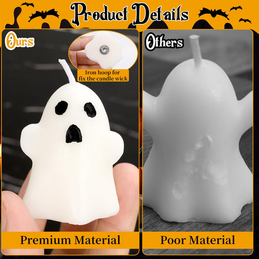 12-Pack Halloween Ghost Tea Light Candles – Cute Paraffin & Soy Wax Votive Candles in 3 Styles for Party & Home Decorations