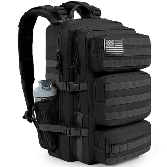 Kookoomia 50L Military Tactical Backpack – Heavy-Duty MOLLE 3-Day Assault Pack, Black