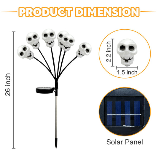 Solar Skull Pathway Lights – Cool White LED Halloween Yard Decorations with Twinkle & Steady Modes (4-Pack, SP-25)