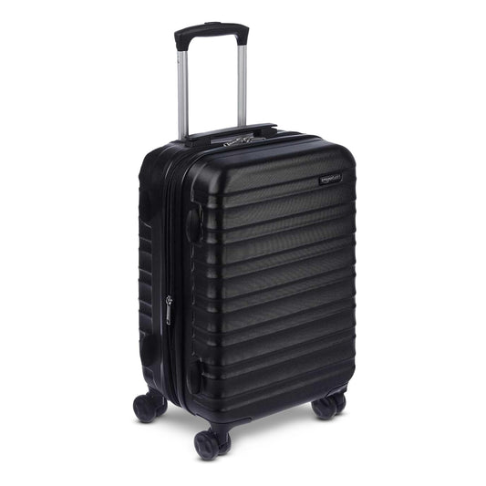 Amazon Basics 21-Inch Expandable Hardside Carry-On Suitcase with Spinner Wheels – Black