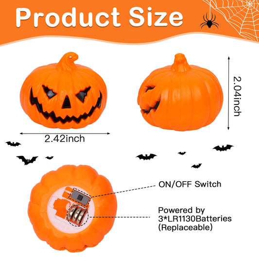 6-Pack Halloween Pumpkin Flameless LED Candles – Battery Operated, Safe & Reusable Tea Lights for Spooky Home Decor