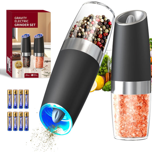 Automatic Electric Salt & Pepper Grinder Set with LED Light – Adjustable Coarseness