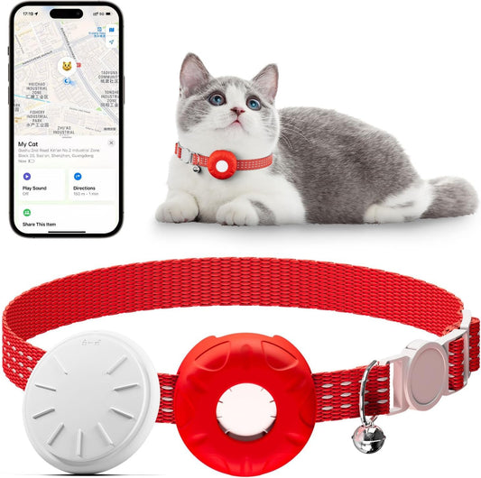 Smart GPS Cat Tracker Collar with Apple Find My Lightweight Adjustable Pet Locator No Monthly Fee