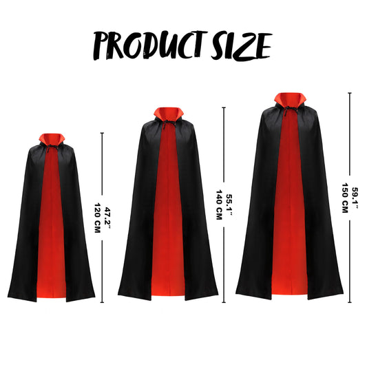 Unisex Vampire Costume with Cape & Tattoo Scar – Classic Black & Red Dracula Outfit for Kids & Adults