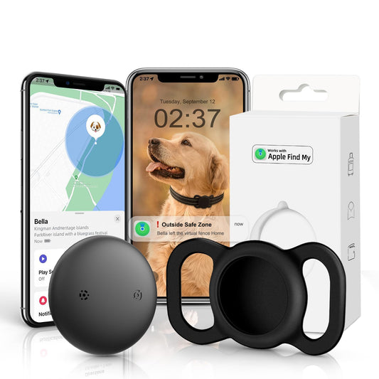 Mini Pet Tracker for Apple Find My Network with Silicone Case – No Monthly Fee Bluetooth Tracking Device for Cats & Dogs (White)