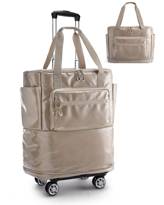 Bagsmart 3-in-1 Expandable Rolling Duffle Tote 30L–48L with Detachable Wheels – Camel