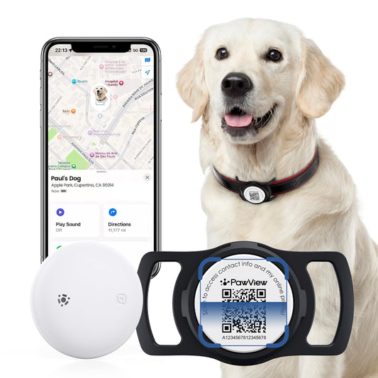 Smart Cat & Dog GPS Tracker with QR Emergency ID Tag, No Monthly Fee, Real-Time Find My Tracking, Lightweight Waterproof Collar Locator for Pets