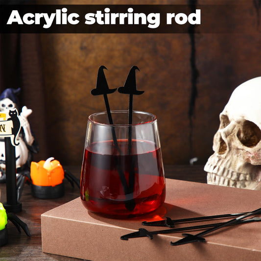 Halloween Witch Party Drink Stirrers – 48 Pcs Acrylic Cocktail Mixing Sticks for Coffee, Tea & Party Drinks