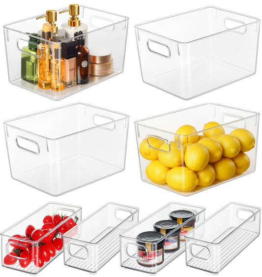 Clear Pantry & Fridge Organizer Bins – 8-Piece BPA-Free Storage Set (Multi-Size)