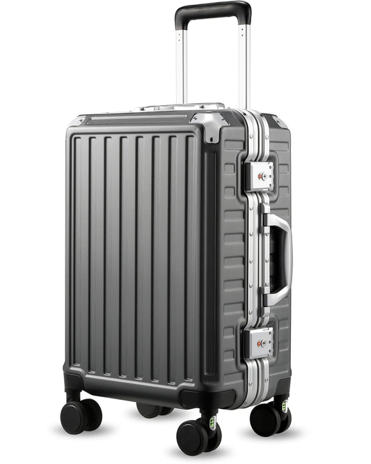 Zx Core 20-Inch Zipperless Carry-On Luggage with Aluminum Frame & TSA Lock – Charcoal Metallic