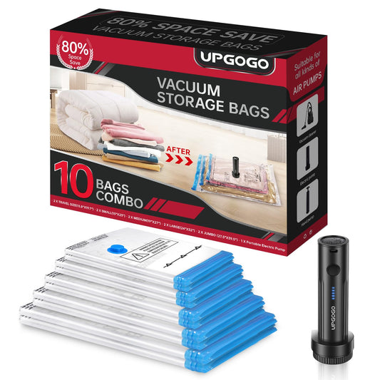 Vacuum Storage Bags with Electric Pump – Space Saving Compression Bags for Travel & Home Organization