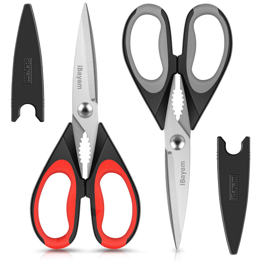 Heavy-Duty Kitchen Scissors – 2 Pack Stainless Steel Multi-Purpose Shears with Comfort Grip